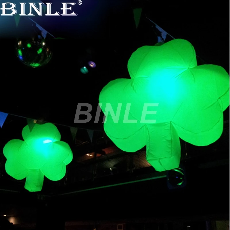 2mH giant artificail LED lighting inflatable shamrock hanging inflatable clower leaf balloon for nightclub/event/party