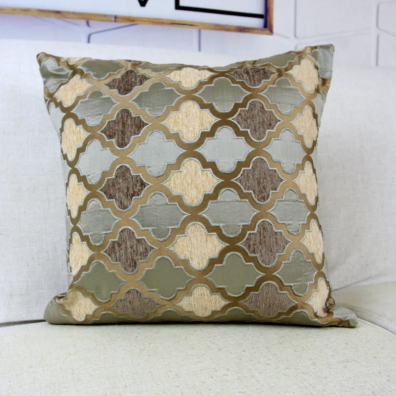 Grey/Coffee Cushion Cover Chenille Moroccan Style Home Decorative Pillow Case 45x45cm