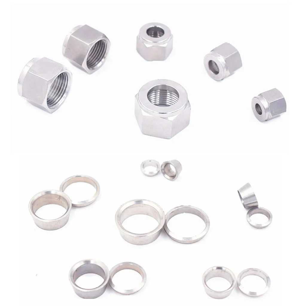 

SS 304 Stainless Steel Double Ferrule Compression Connector 6mm 8mm 10mm 12mm 14mm 16mm Tube Parts Double Ferrule Nut