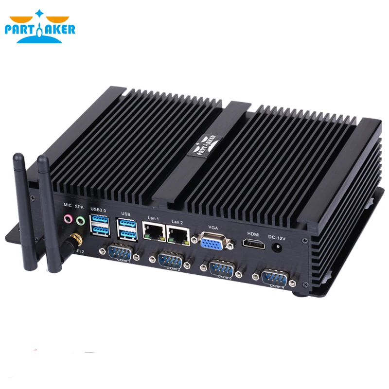 Partaker I2 Intel i5 3317u Industrial PC HDMI 4 RS232 Dual NIC 2 LAN 8 USB WiFi Rugged Computer