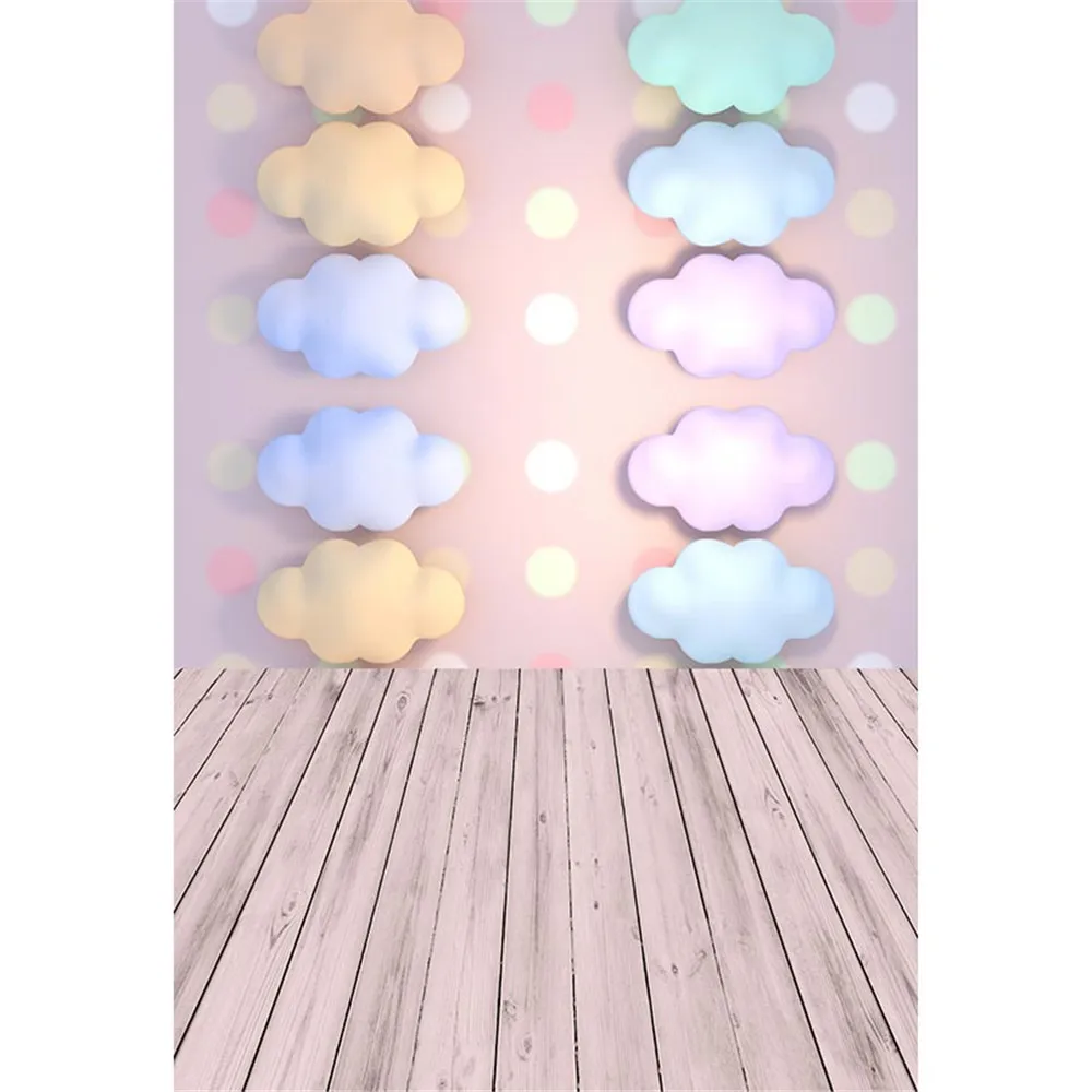 

Colorful Cloud Baby Kids Photo Background Printed Polka Dots New Born Photoshoot Props Children Photography Backdrop Wood Floor