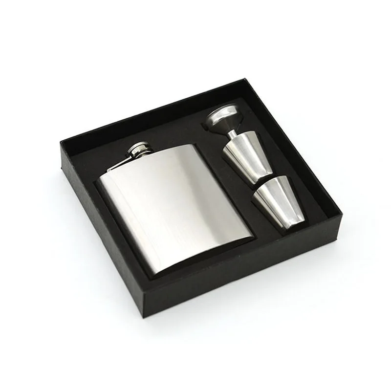 

52sets/lot 7 OZ Hip Flask In Gift Box Mens Classic Pocket Flagon Bottle Creative Hip Flask With Funner & Cups ZA4855