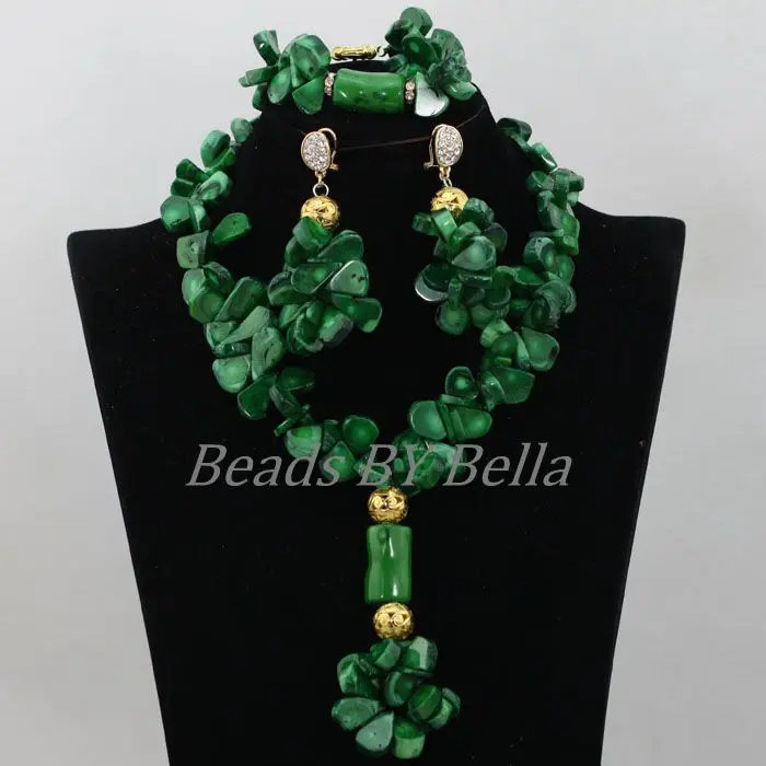 Delicate African Coral Beads Jewelry Set Nigerian Wedding Necklace Green Coral Beads Bridal Jewelry Sets Free Shipping ABF994