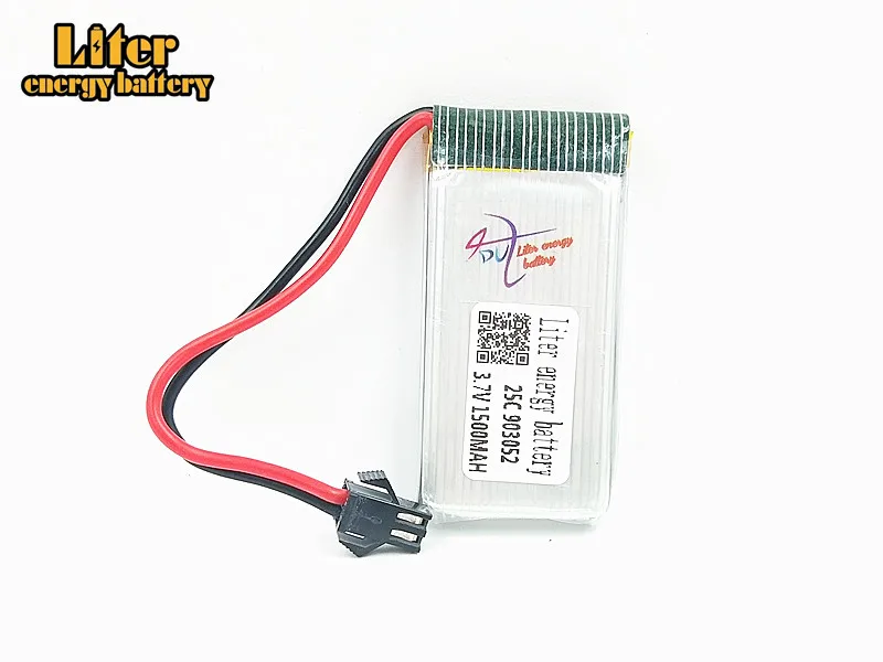 3.7V 1500mAH Remote control aircraft helicopter lithium battery 3.7V 1500mAH 25C discharge SM black plugs 903052