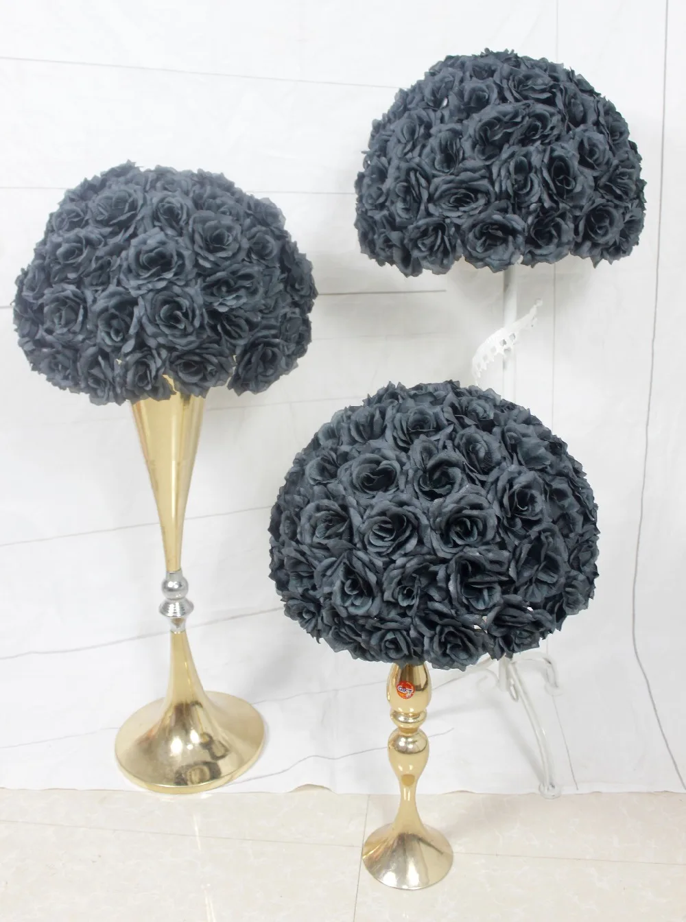 SPR 10pcs/lot wedding road lead artificial flower ball BLACK wedding table flowers centerpiece flower balls decorations