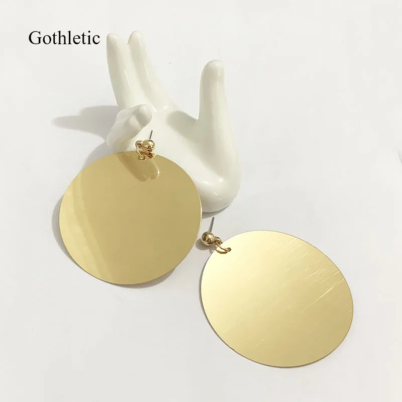 Gothletic Metallic Gold Color 60MM Big Plastic Sequin Disc Drop Earrings for Women Brincos Fashion Jewelry 2019 NEW