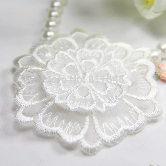 10 pcs/lot, New Arrival 2014 Handmade Craft Embroidery Organza decoration Patches 3D Flower Applique For Bride Free Shipping