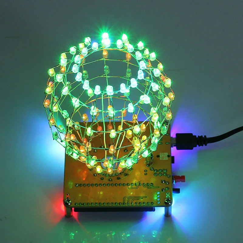 RGB LED Cubic Ball DIY Kit Colorful LED Light Cube Cubic Ball w/ Shell Creative Electronic Kit Remote Control DIY Night Lights