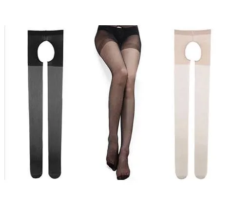 Fcare summer 10D thin plus size open crotch CROTCHLESS M to 4XL large collants large high waist sexy pantyhose