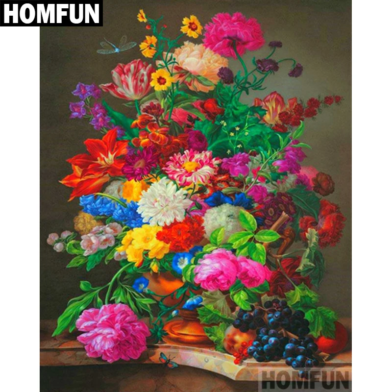 

HOMFUN Full Square/Round Drill 5D DIY Diamond Painting "Colored flowers" Embroidery Cross Stitch 5D Home Decor Gift A06091