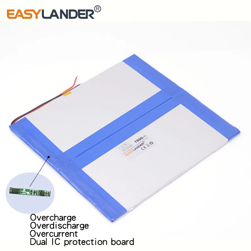 Bateria de íon de lítio/íon de lítio polímero, 3.7v 7500mah 32112145 para tablet pc banco de energia móvel; alto-falante telefone celular dvd