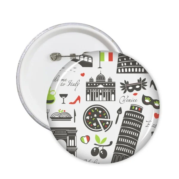 Italy Florence Architecture Landscape Customs Landmark National Flag Resident Diet Illustration Round Pin Badge Button 5pcs