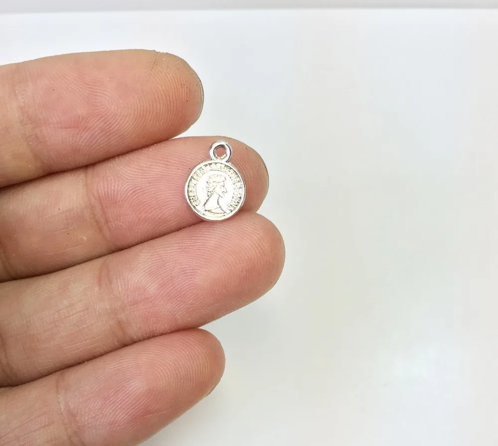 Eruifa 8mm 30Pcs/Bag  Dangling Head Coin Zinc Alloy Charms Pendant Jewelry DIY Handmade 2 Colors