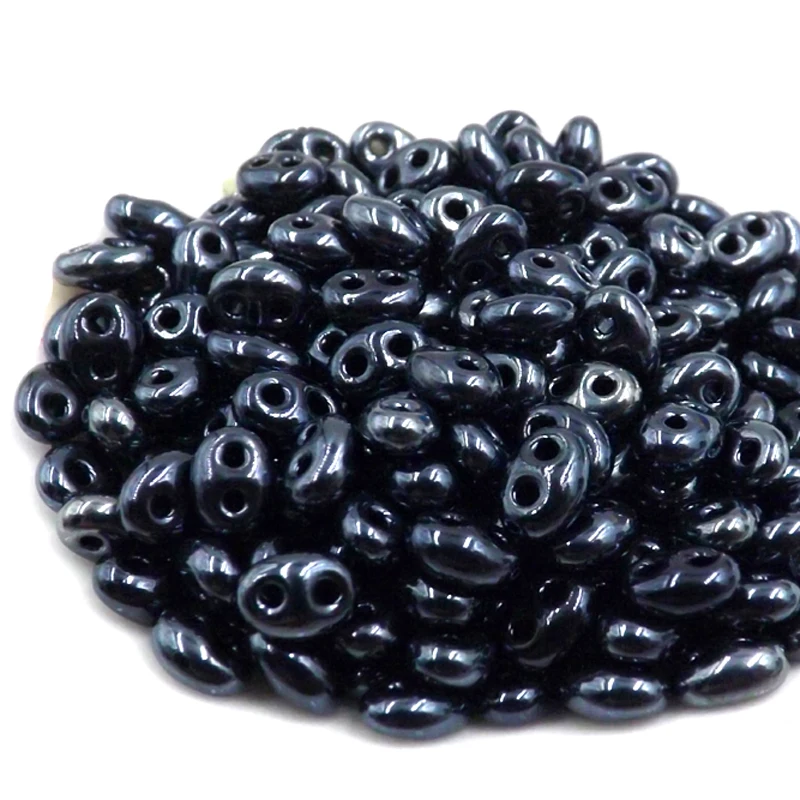 Hot new 5x2.5mm Luster Czech Glass Seed Beads Two Hole Bead  240pcs Black bile