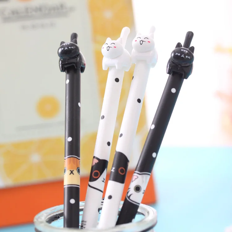 

1Pcs Kawaii Cat Gel Pen Cute Cats Click Type 0.38mm Black Ink Pens Stationery Canetas Escolar School Supplies stationery office