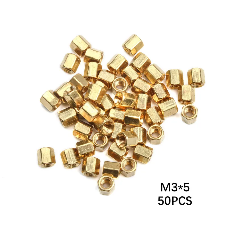 مسامير نحاسية سداسية أنثى M3 * L ، 50 قطعة ، تباعد ، عمود ملولب ، PCB ، اللوحة الأم للكمبيوتر الشخصي ، فاصل
