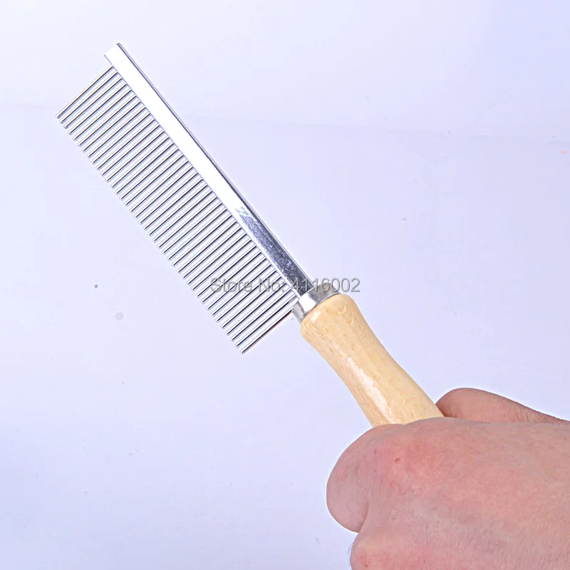 Pet Rake Comb Pet Dog Cat Hair Grooming Trimmer Rake Comb Dog Cat Stainless Steel Pins Wooden Handle Dog Cleaning Brush