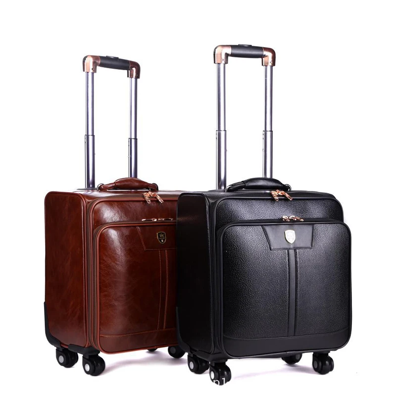 Letrend Luxury Man Rolling Luggage Spinner 16 inch Business Cabin Trolley PU Leather Trunk Women Suitcases Wheels Travel Bag