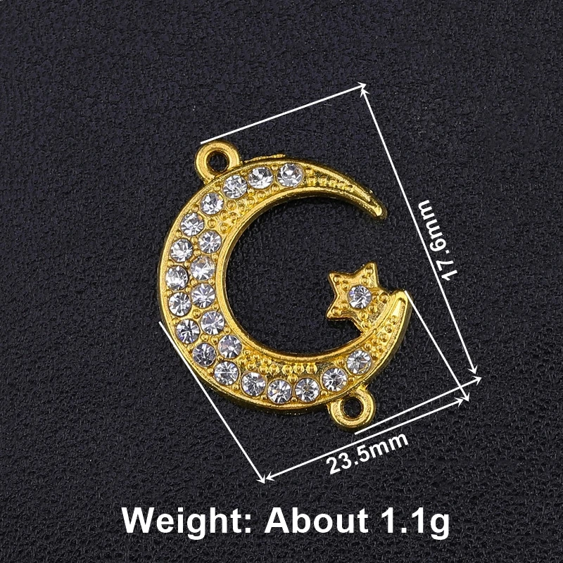 Supplies For Jewelry Cz Rhinestones Silver Color Allah Muslim Crescent Moon Charm Connectors For Islamic Jewelry DIY Making