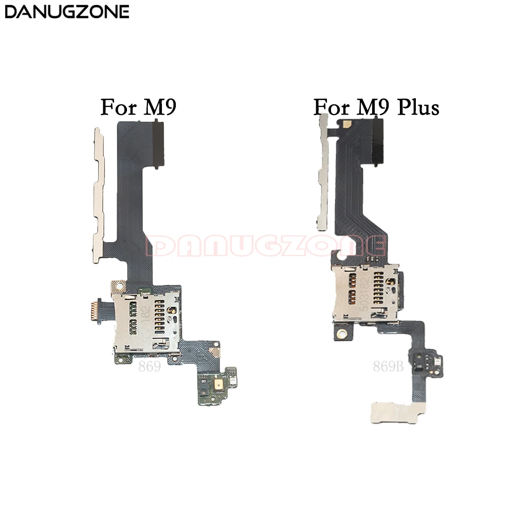 SD Memory Card Slot Tray Holder and Power Button Switch Volume Button On/Off Flex Cable With Microphone For HTC One M9 Plus M9+