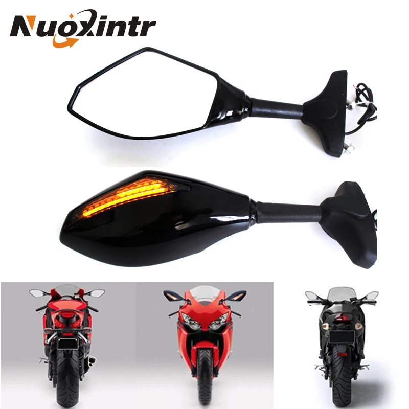 Nuoxintr Bright Turn Signal Light Blinker Racing Side Rear View Mirror for Suzuki GSXR 600/750 GSXR 1000 GSXR 1100 Hayabusa