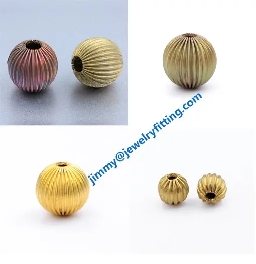 7mm corrugate beads round shape  jewelry findings wholesale color can be plated