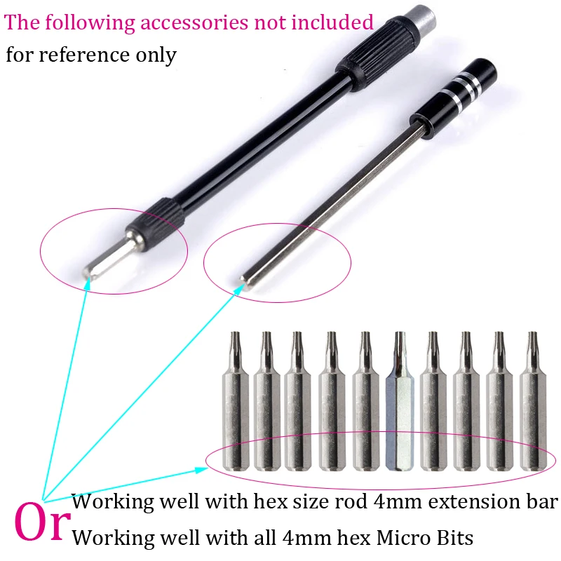 Metric 4mm Aluminum Hex Screwdriver Shaft hexagonal 4MM jack Handle Magnetic Holder Fits for 4mm screw driver bits