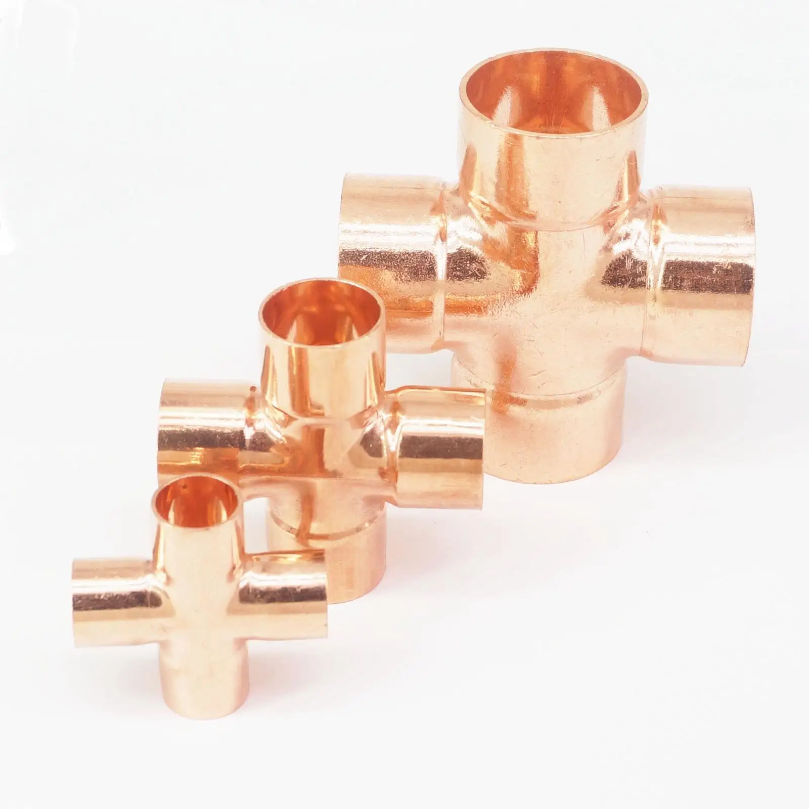 I/D 6.35mm 9.52mm 12.7mm 15mm 16mm 22mm 35mm 42mm 54mm  Copper End Feed Cross 4 Ways Pipe Adapter Air Conditioning Refrigeration