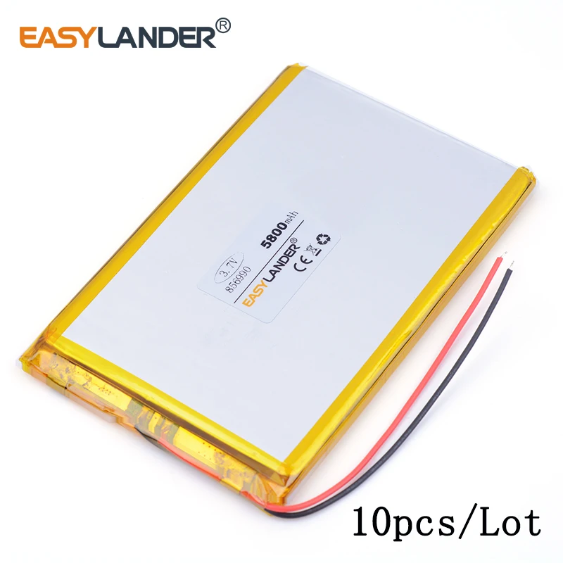 

10pcs /Lot 5800mAh 856990 lithium Li ion polymer rechargeable battery for POWER BANK,tablet pc,pipo,GPS,cell phone