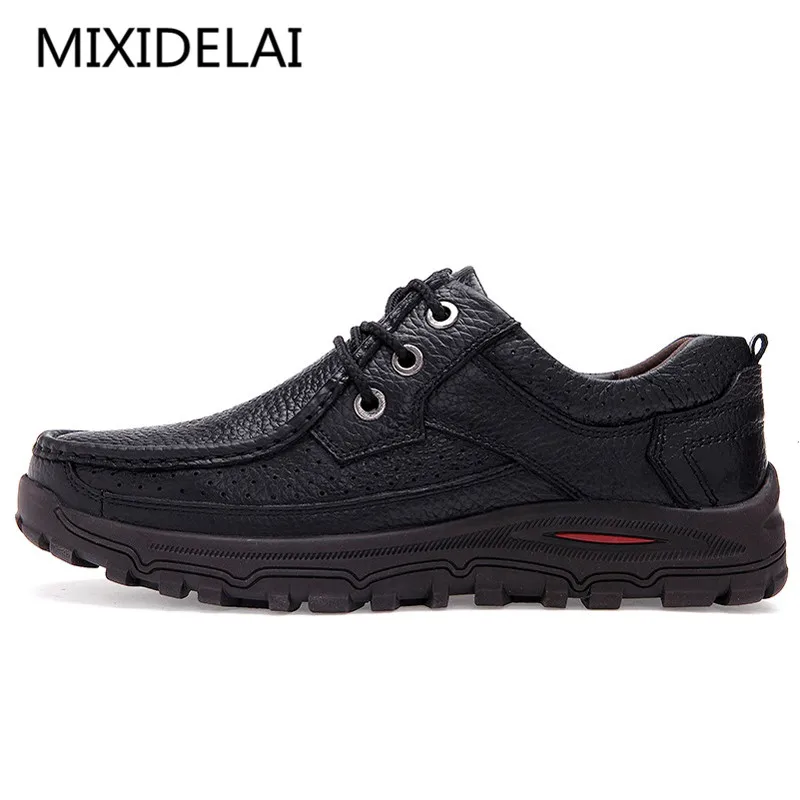 MIXIDELAI Brand Men Shoes Handmade High Quality Genuine Leather Shoes Slip On Comfort Business Man Casual Shoes Big Size 47 48