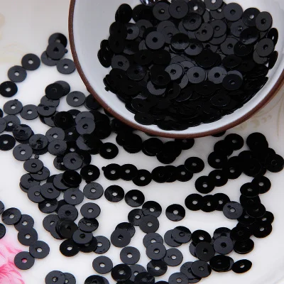 New Arrival-50g 5mm Flat Round Loose Sequins Paillettes Sewing Wedding Craft Good Quality 13# Black Confetti