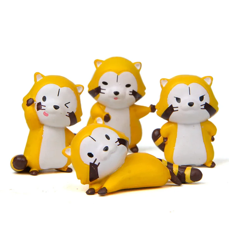 4pcs Artificial Raccoon Model Mini figurine cartoon animal fairy garden Dollhouse home miniature ornament decoration accessory