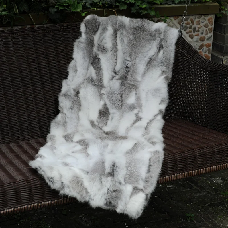 CX-D-11C 40X100cm Custom Made Natural Colour Rabbit Real Fur Area Rug ~Hot Selling