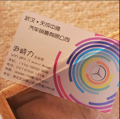 Plastic transparent PVC business card single faced printing clear transparent card matte finishing