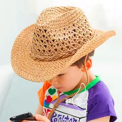 Kids Western Chapeu Cowboy Hat Boys 2023 Summer Cowgirl hat Children Sun Hat Wide Brim Straw Hats Sunhat Outdoors Visor Sunhat