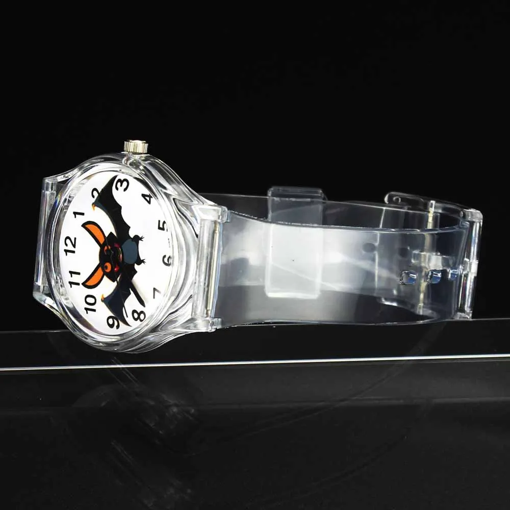 Vampire Bat Wing Halloween Devils Kids Children Baby Boy Girl Sport Unisex Transparent Band Wrist Watch