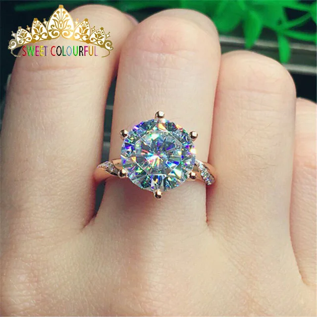 

3 Carat Wedding 100% Moissanite Diamond Ring Genuine 18K 750 White Gold D color VVS MO-005