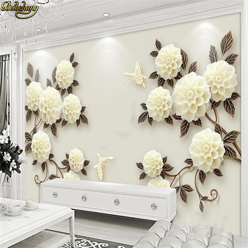 beibehang Custom photo wallpaper large mural wall stickers 3d flowers elegant ya and simple TV background wall