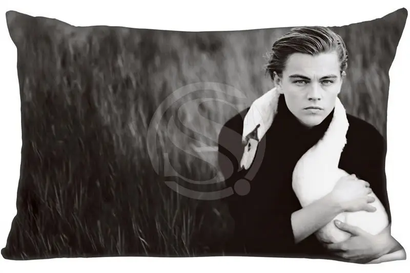 Custom Pillowcase Leonardo DiCaprio Rectangle Zipper Polyester Cotton Pillow Cover Size 45x35cm (one side) Print