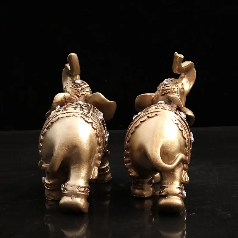 Golden Elephant Figurines Statues Resin Home Decor Lucky Elephant with Trunk up Statues Birthday Gifts Home Decoration Miniature image 5