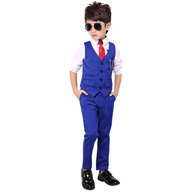 Suit For Boys Formal Tuxedo Dress Suits kids Weeding Sets Vest Pants 2pcs Children Flower Boys Birthday Costumes Clothing Set