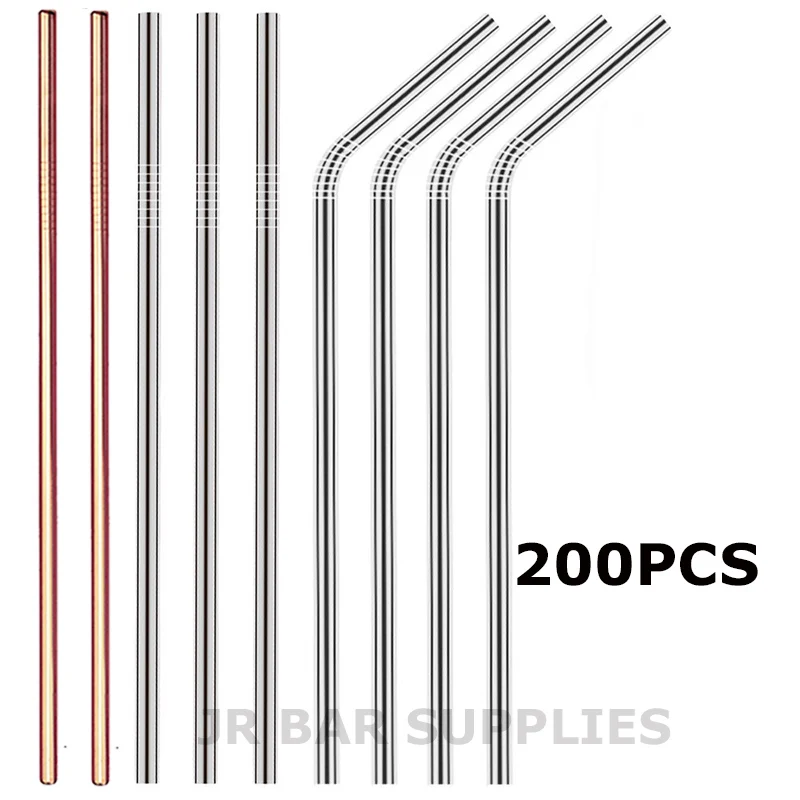 Free Shipping Wholesale Stainless Steel Drinking Straws Metal Straws, Set of 200