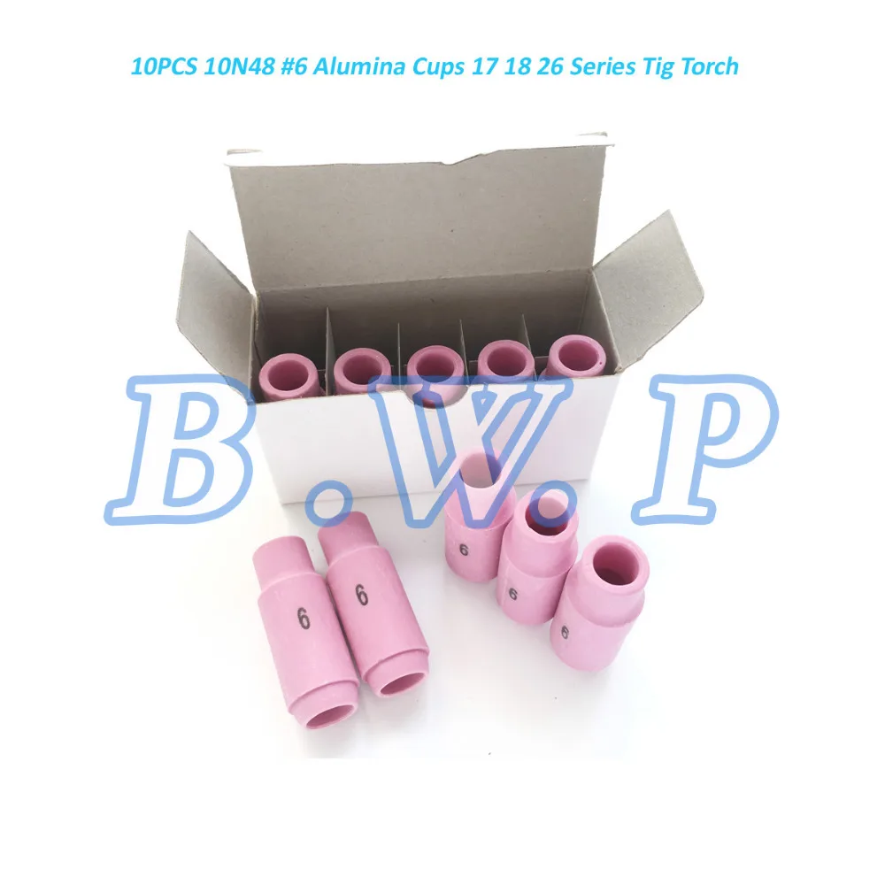 10N48 #6 Alumina Ceramic Nozzles Cups for SR PTA DB WP 17 18 26 Tig Welding Torch, 10pcs