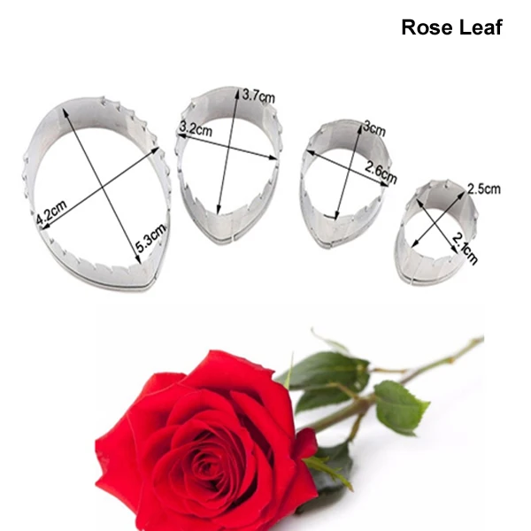 Rose Leaf Decorating Set Veiner Mold for Petal Grain Decoration Stainess Steel Cutter Flower Shape Fondant Cake ToolsCS377