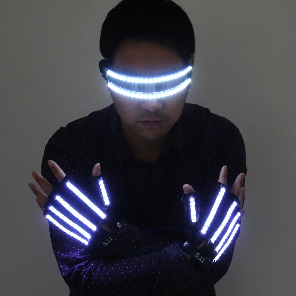 Bright LED Stage Costumes LED Gloves  Luminous Glasses   Laser Stage Props Party Supplies