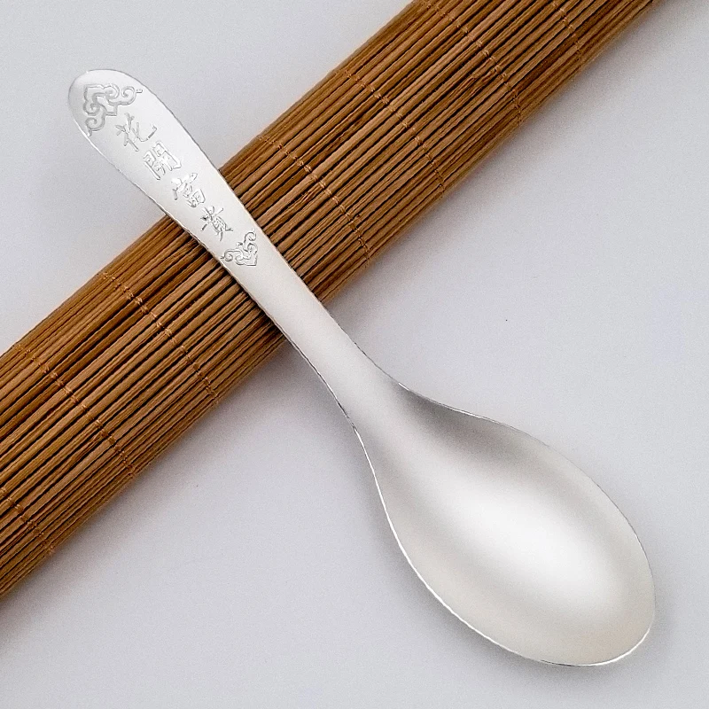 S999 sterling silver handmade coffee spoon dessert, ice cream, teaspoon picnic kitchen accessories