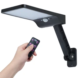 QLTEG-Applique Murale à Massage Solaire avec Capteur de Mouvement PIR, Éclairage d'Extérieur Étanche avec Support Rotatif et Télécommande, 450 LM, 48 LED