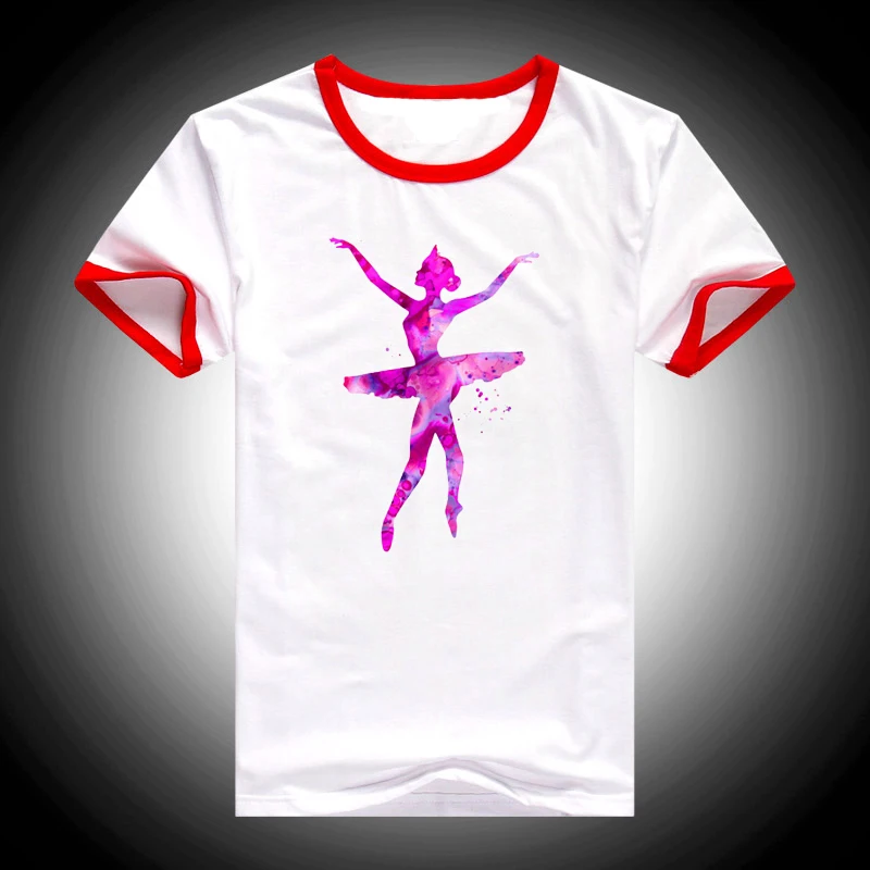 Summer 2024 Ballet Dance Posture T Shirt Women Red Pink Ballerina Printed Tshirt Femme Top Female T-Shirt Custom Shirt