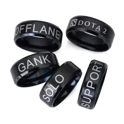 Wholesale Game Jewelry Dota 2Stainless Steel Ring SUPPORT GANK CARRY OFFLANE SOLO Game Position Ring For Men Gifts 10pcs/lot