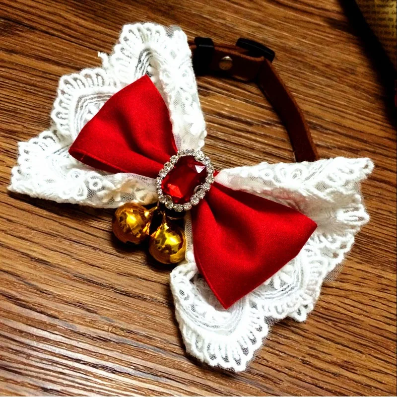 

50pcs Luxury Rhinestone Pet Dog Cat Collar with Bell Cute Bow Tie Puppy Kitten Necktie Pet Accessories ZA5416